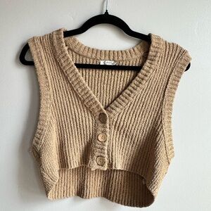 Free People Intimately Chunky Knit Crop Vest Boho Cozy Neutral S Coastal Cozy